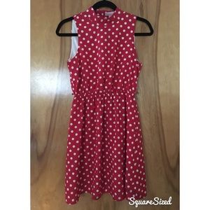 Red white polka dot dress size M